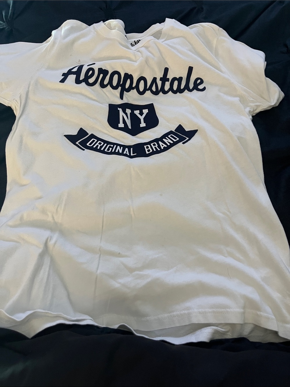 Aeropostale White Tee with Navy NY Crest